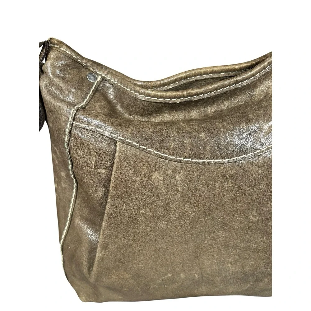 Abercrombie & Fitch Y2K‎ 00's Leather Hobo Shoulder Bag Slouchy Distressed Brown